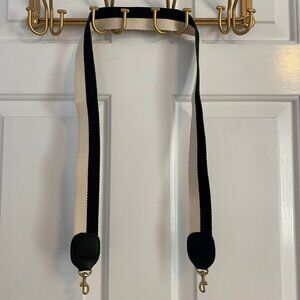 Clare V Crossbody Strap Black and White Two Tone Stripe 45" nwot